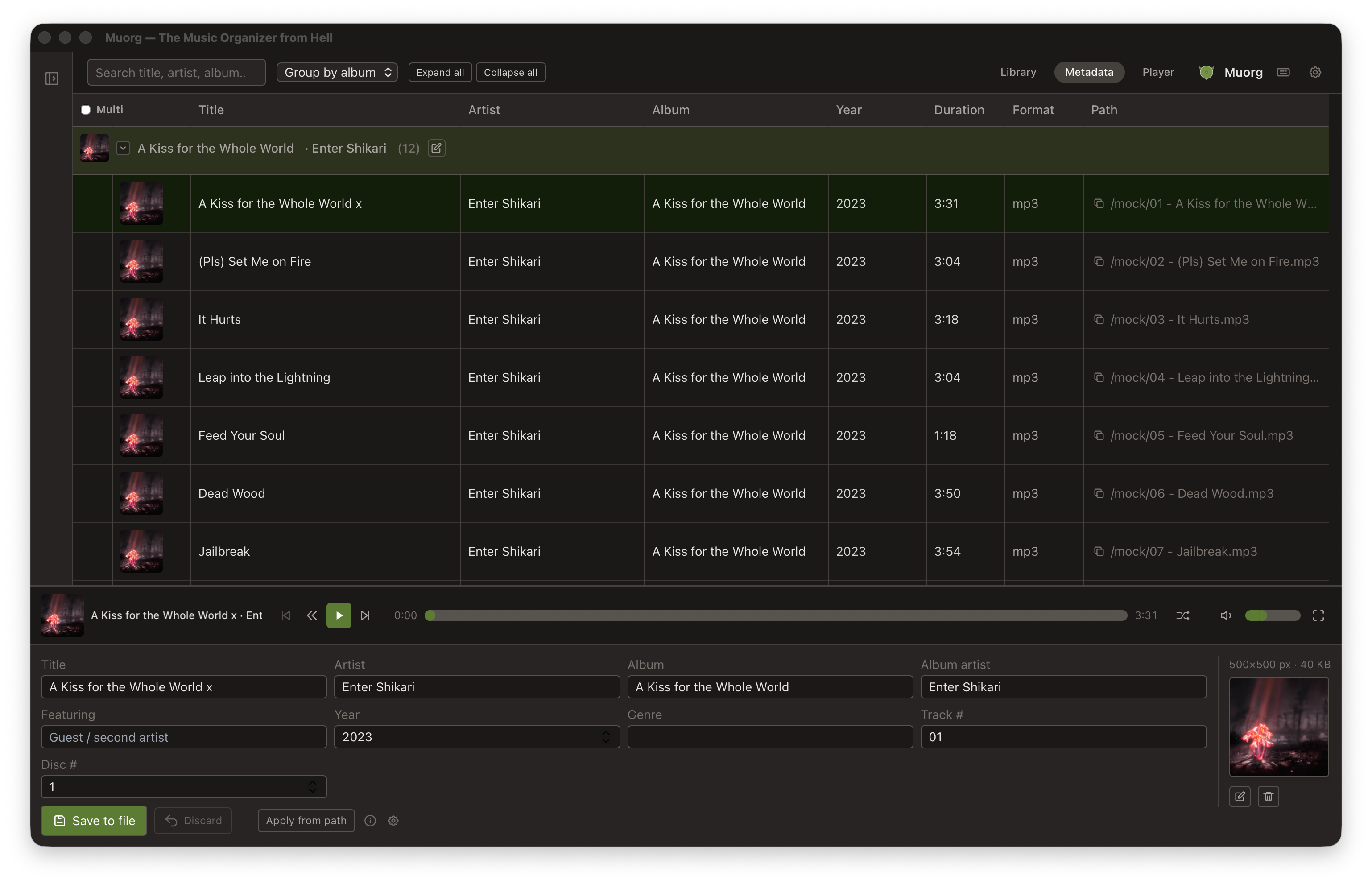 Muorg metadata editor