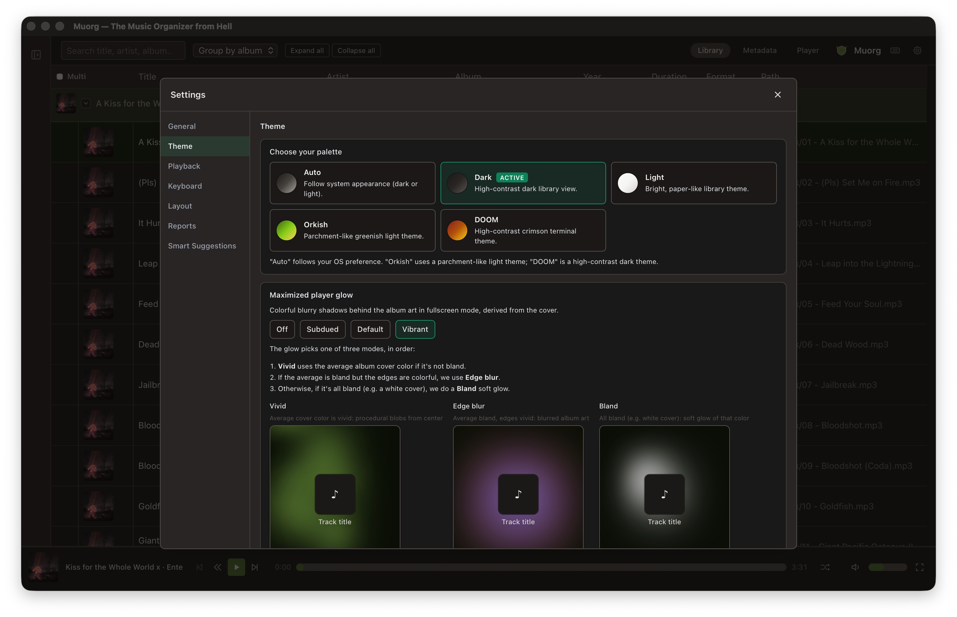 Muorg theme settings